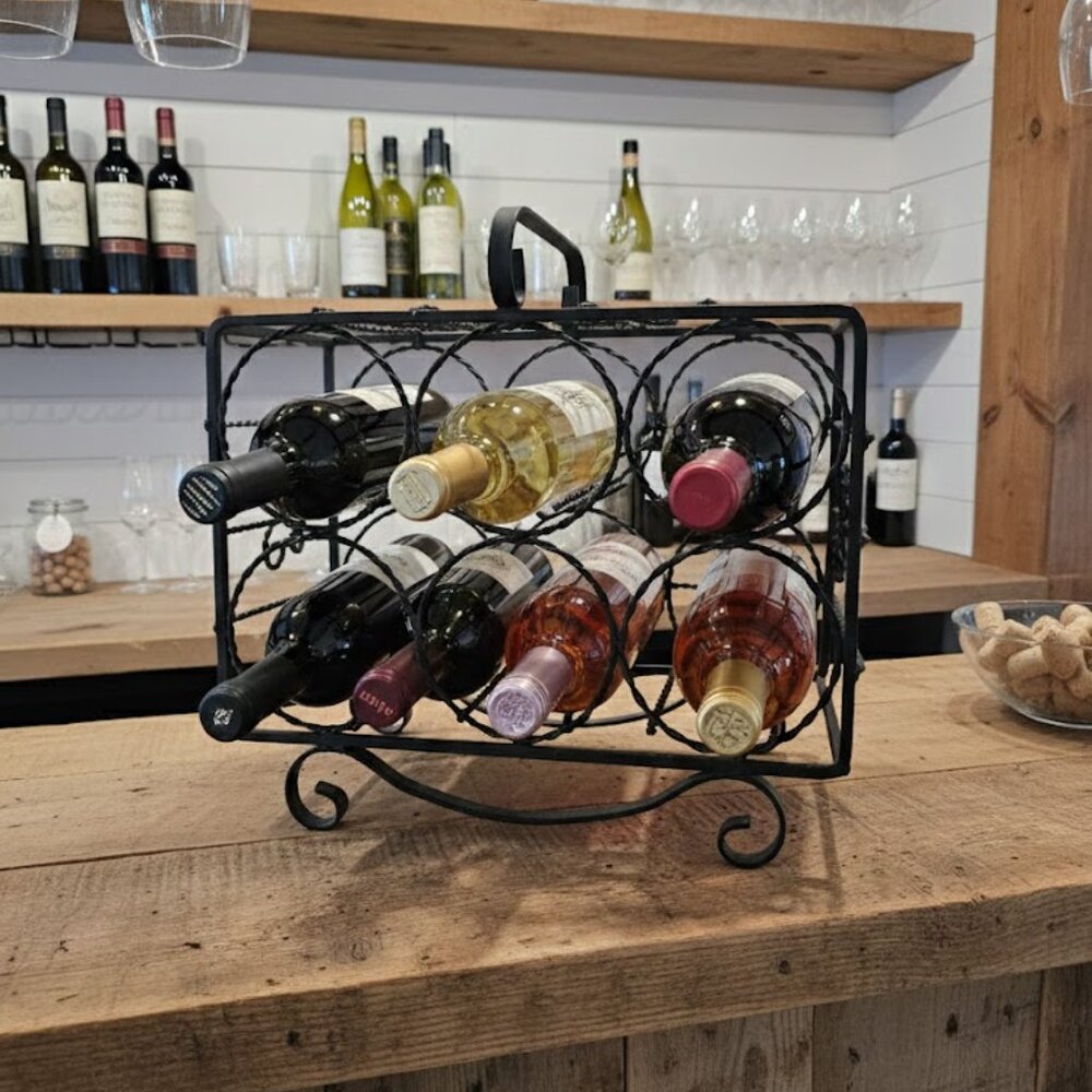 Elegant Black Metal Wine Rack
